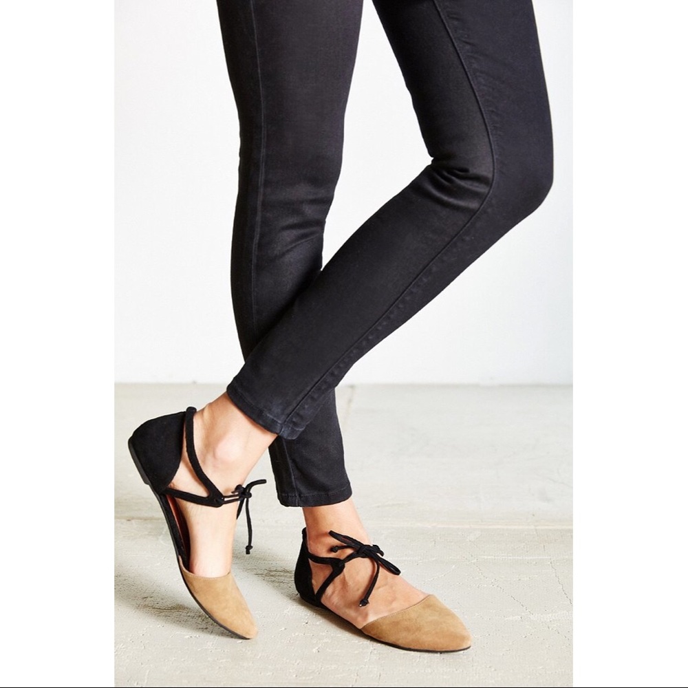 Jeffrey Campbell open tie suede flats